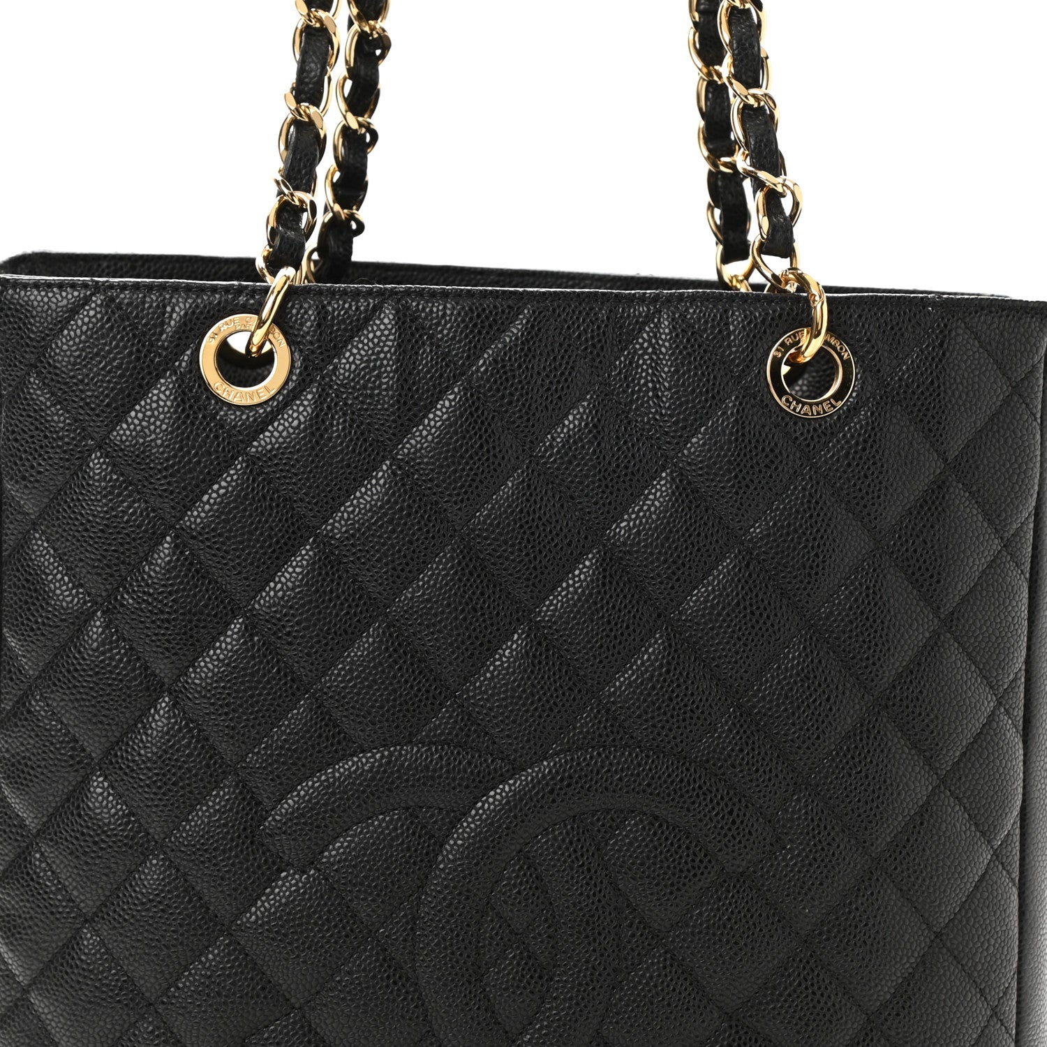 Chanel Caviar Quilted Petit Shopping Tote PST Black 8 of 10