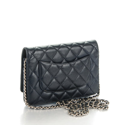Chanel Caviar Quilted Wallet On Chain WOC Navy Blue 3 of 9