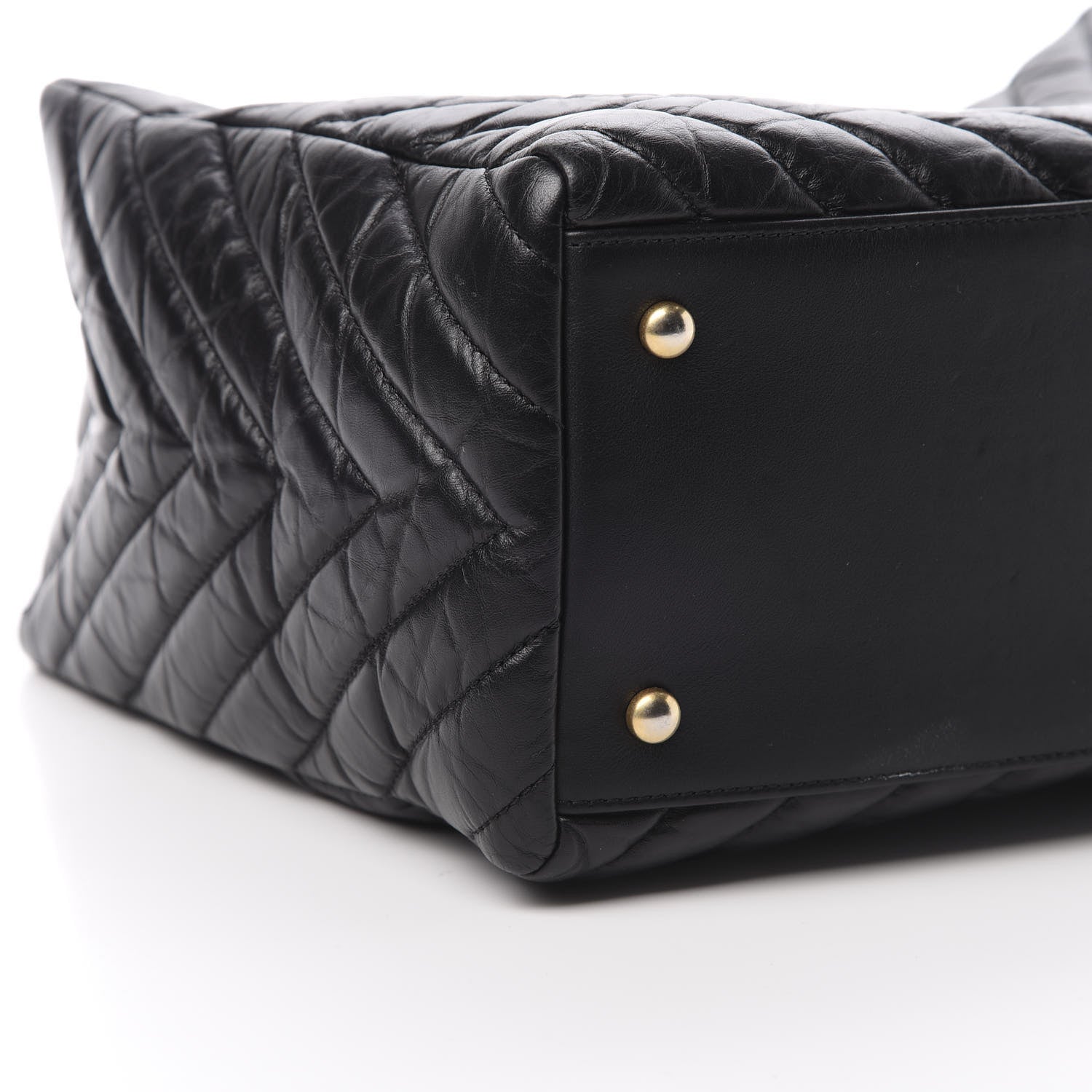 Chanel Aged Calfskin Chevron Coco Handle Shopping Tote Black 10 of 13