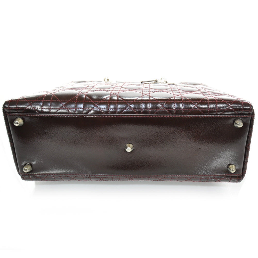 Leather Cannage Large Lady Dior Burgundy