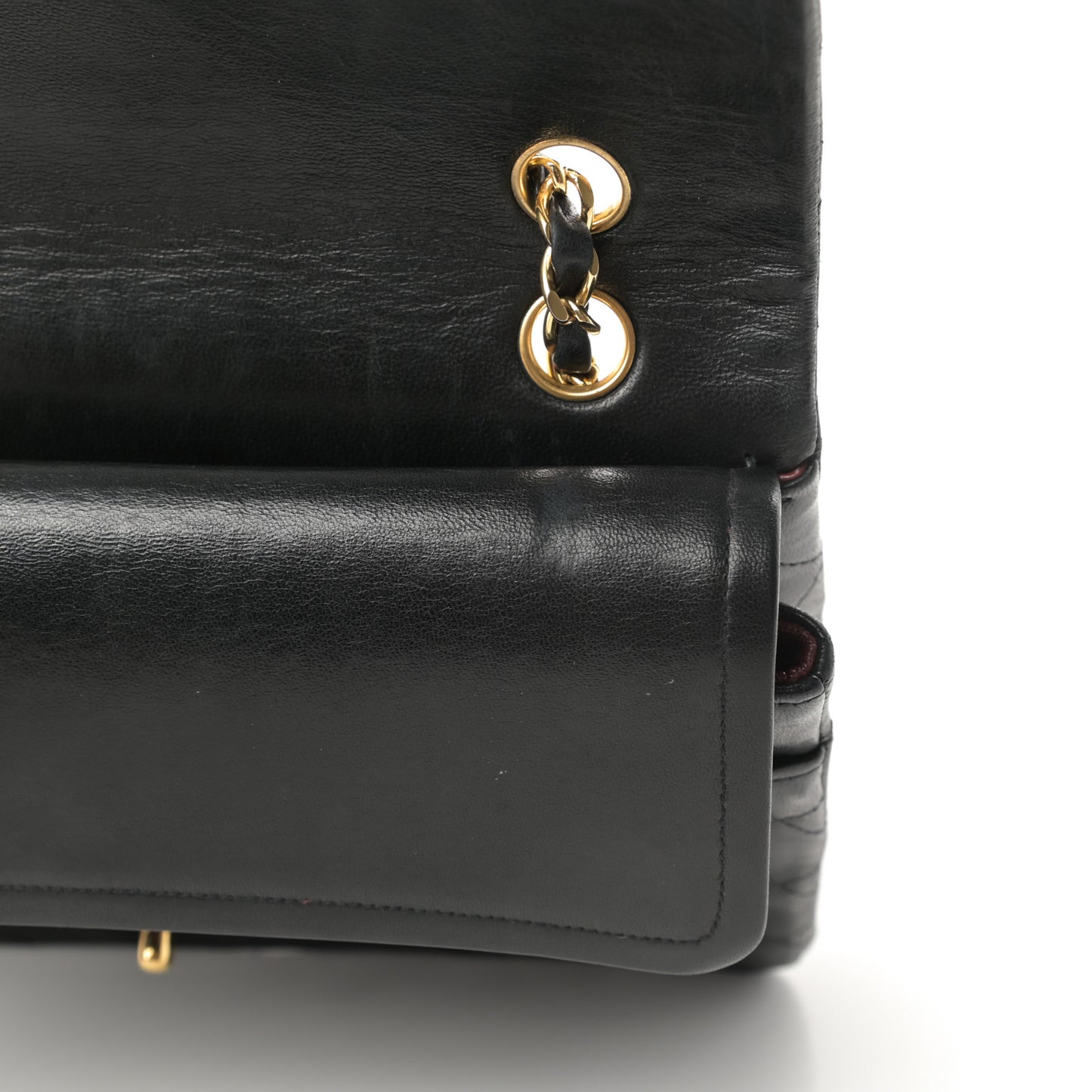 Lambskin Quilted Medium Double Flap Black