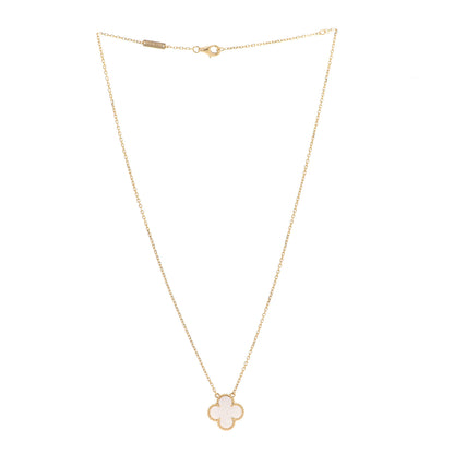 Van Cleef & Arpels 18K Yellow Gold Mother of Pearl Vintage Alhambra Pendant Necklace 3 of 7