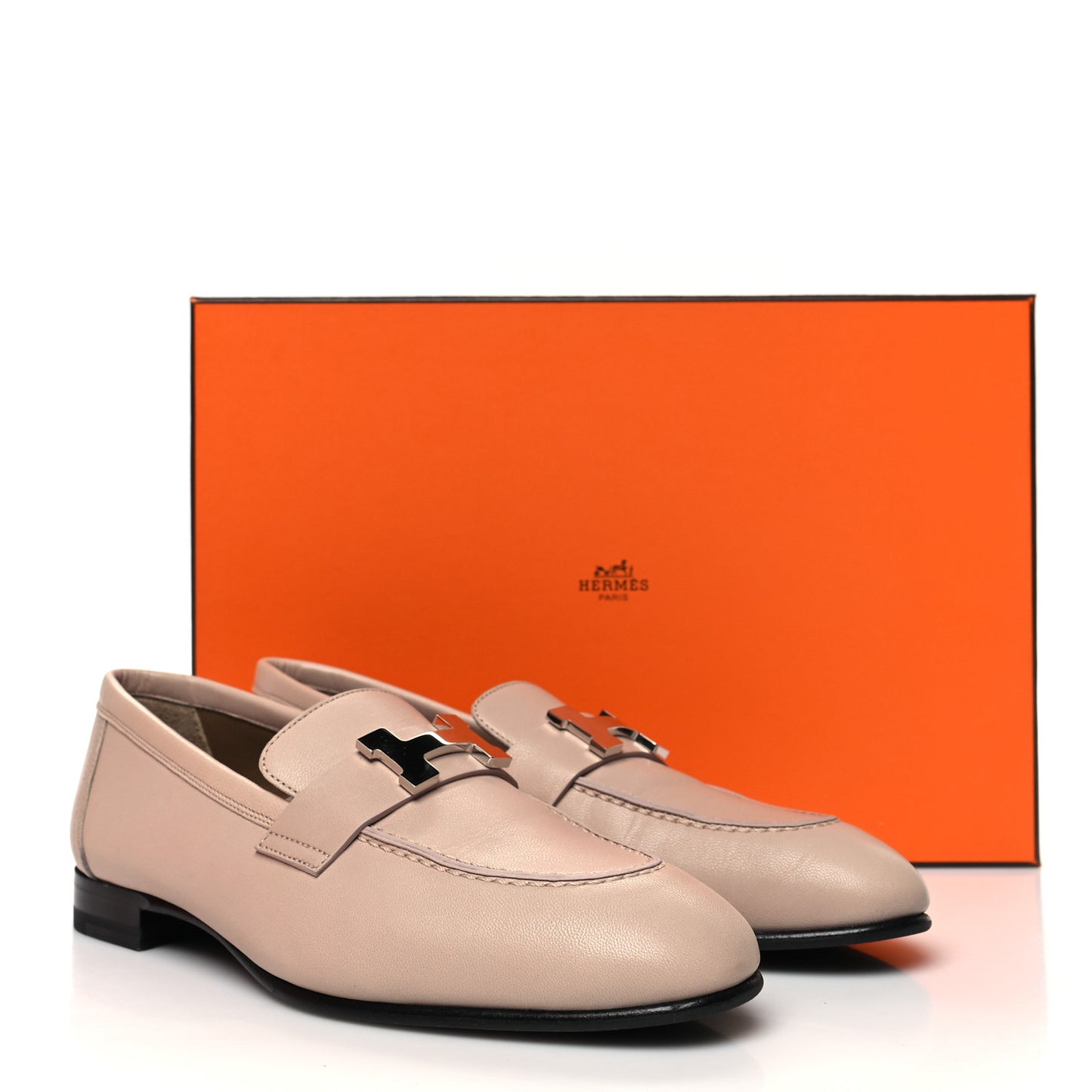 Goatskin Womens Paris Loafers 36 Beige Nude