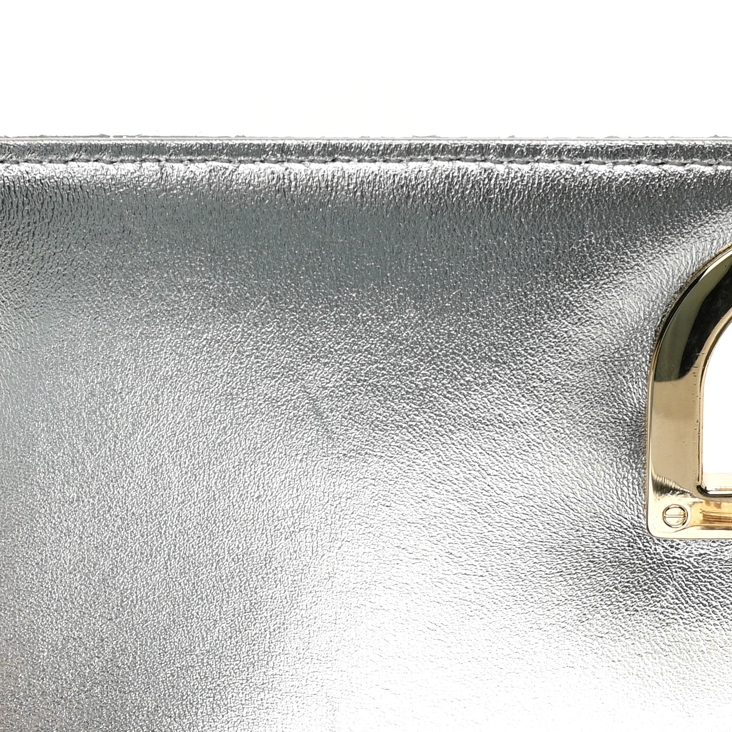 Christian Dior Metallic Ceramic Effect Deerskin Medium Diorama Flap Bag Silver 12 of 13