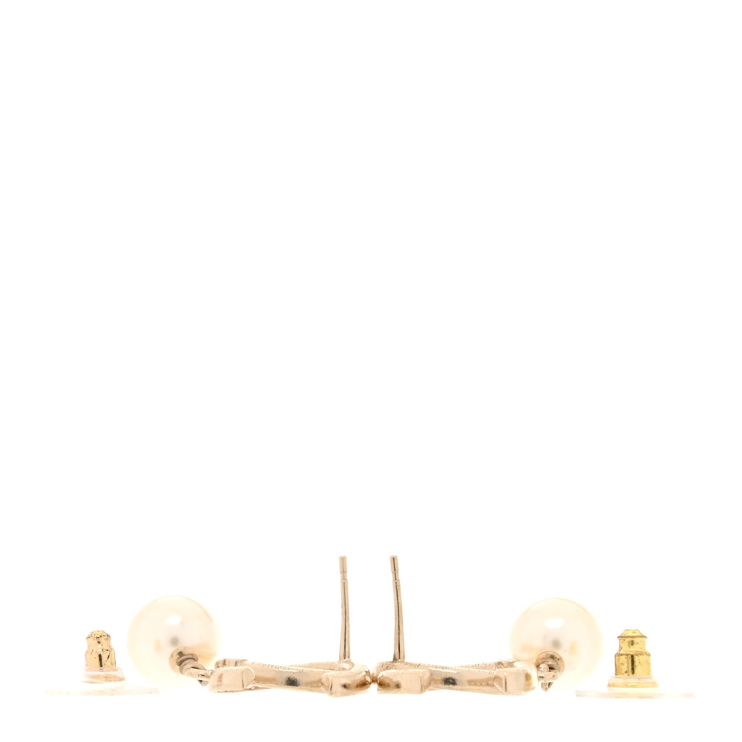 Chanel Crystal Pearl CC Drop Earrings Gold 3 of 5