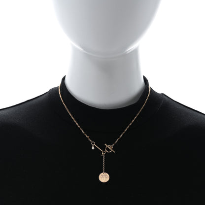 Hermes 18K Rose Gold Diamond PM Ex-Libris Pendant Necklace 2 of 5