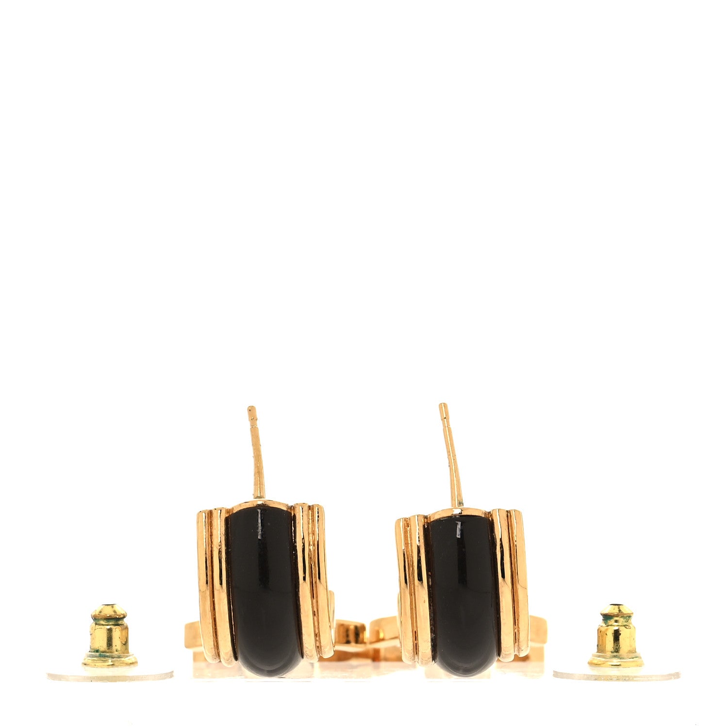 Chanel Resin CC Drop Earrings Gold Black 3 of 4