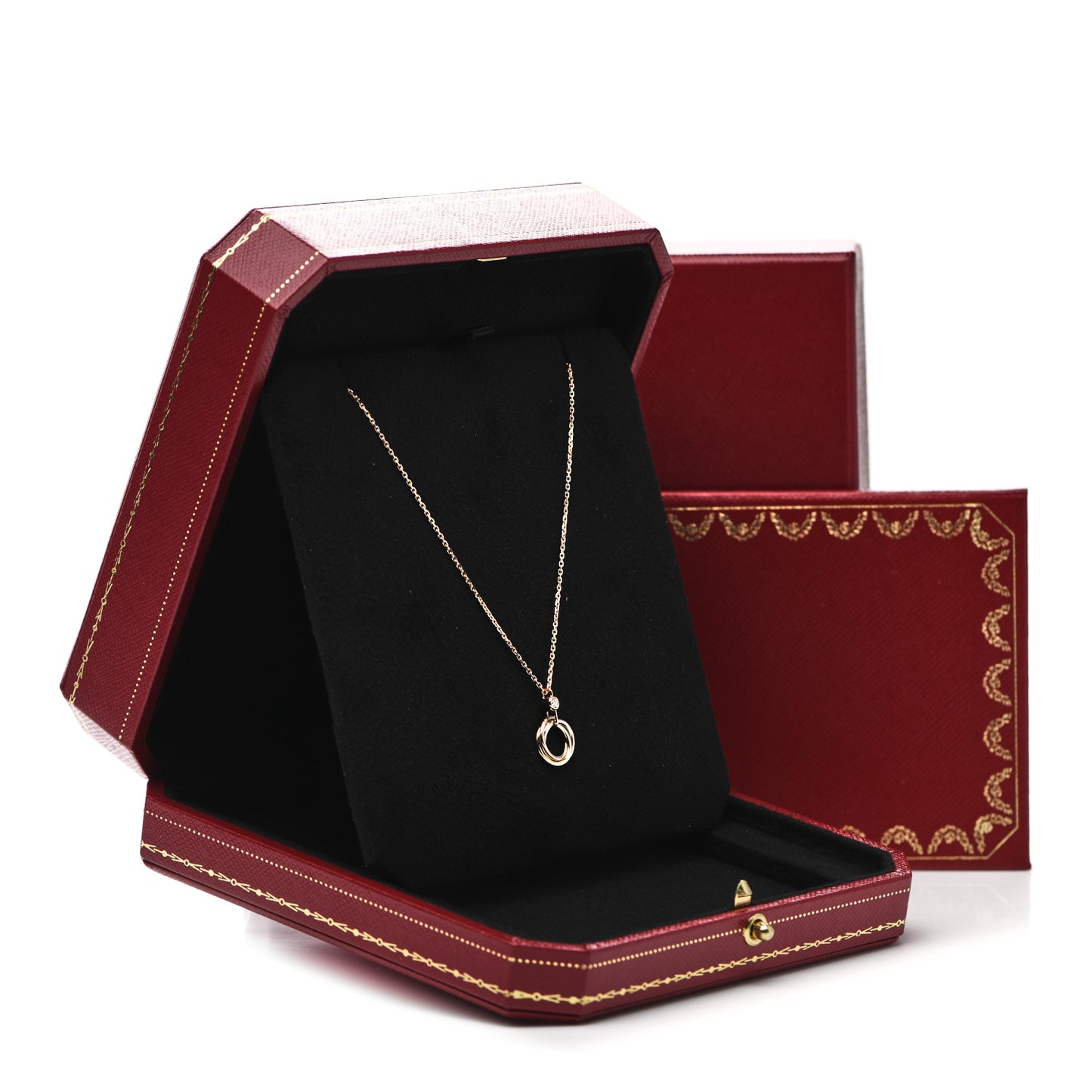 18K Pink Yellow White Gold Diamond Trinity Pendant Necklace