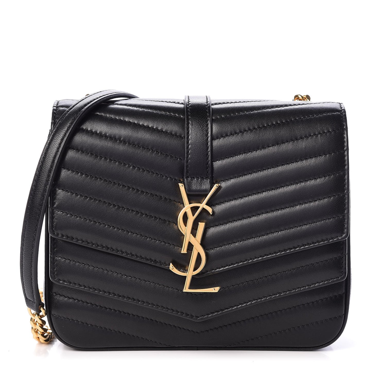 Lambskin Matelasse Chevron Monogram Small Sulpice Bag Black