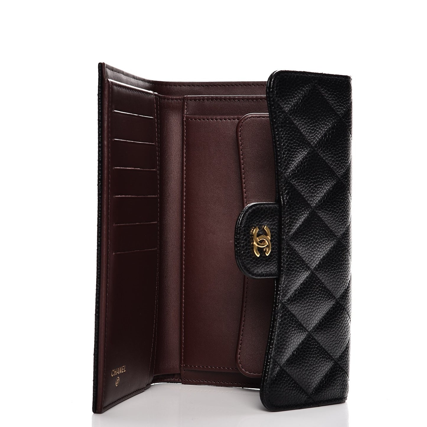 Caviar Quilted Large Flap Wallet Black