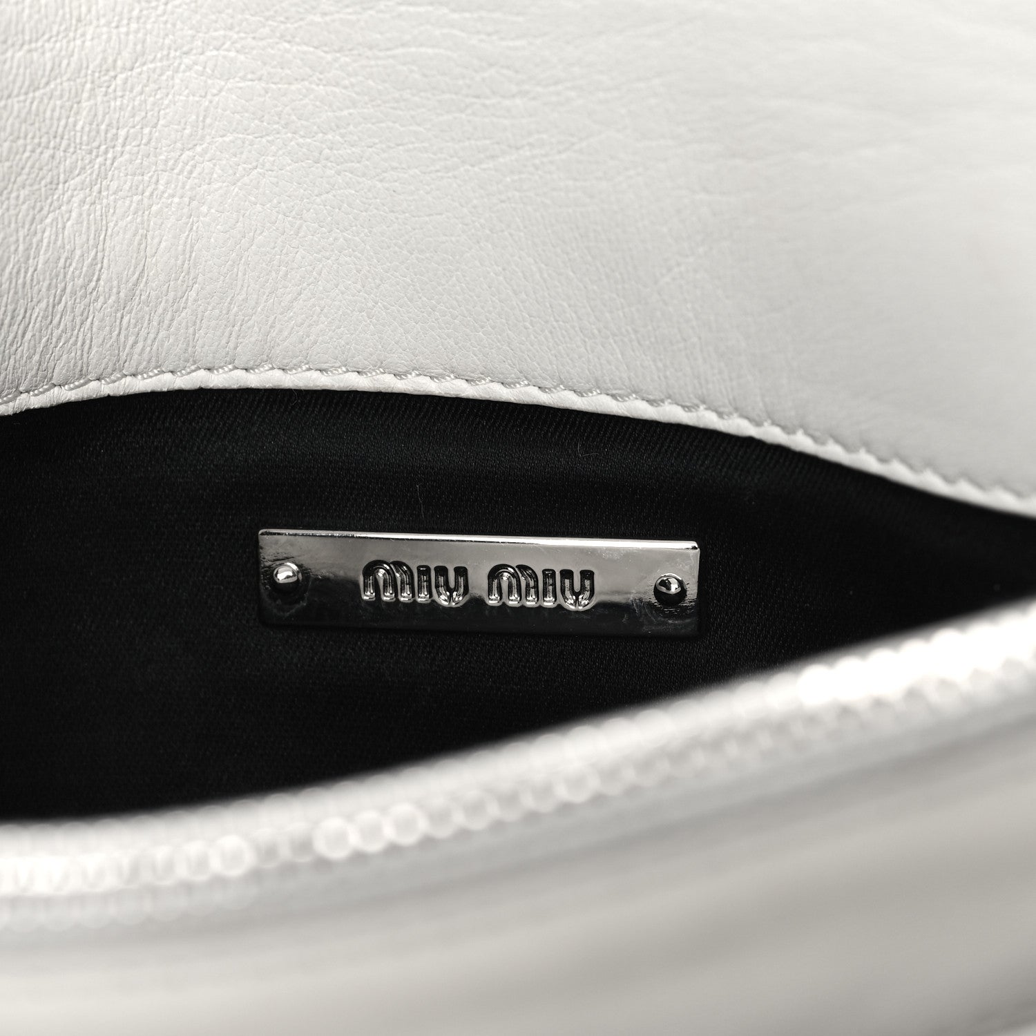 Miu Miu Nappa Matelasse Crystal Flap Clutch White 6 of 11