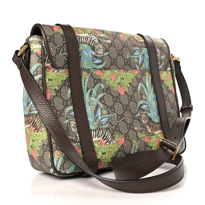 Gucci GG Supreme Monogram Tiger Savanah Textured Dollar Calfskin Retro Interlocking G Flap Messenger Bag Beige Ebony Multicolor New Acero 3 of 9