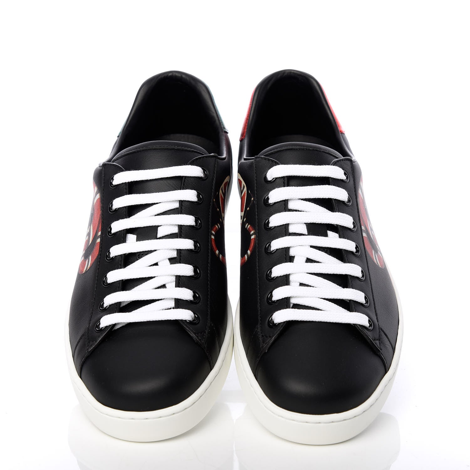 Gucci Calfskin Kingsnake Mens Ace Sneakers 8.5 Black Multicolor 6 of 11