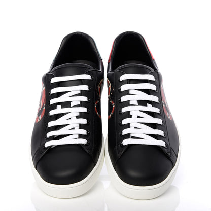 Gucci Calfskin Kingsnake Mens Ace Sneakers 8.5 Black Multicolor 6 of 11