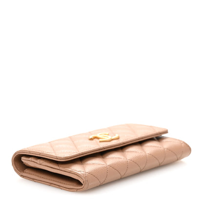 Chanel Caviar Quilted Textured CC Flap Wallet Dark Beige 4 of 8