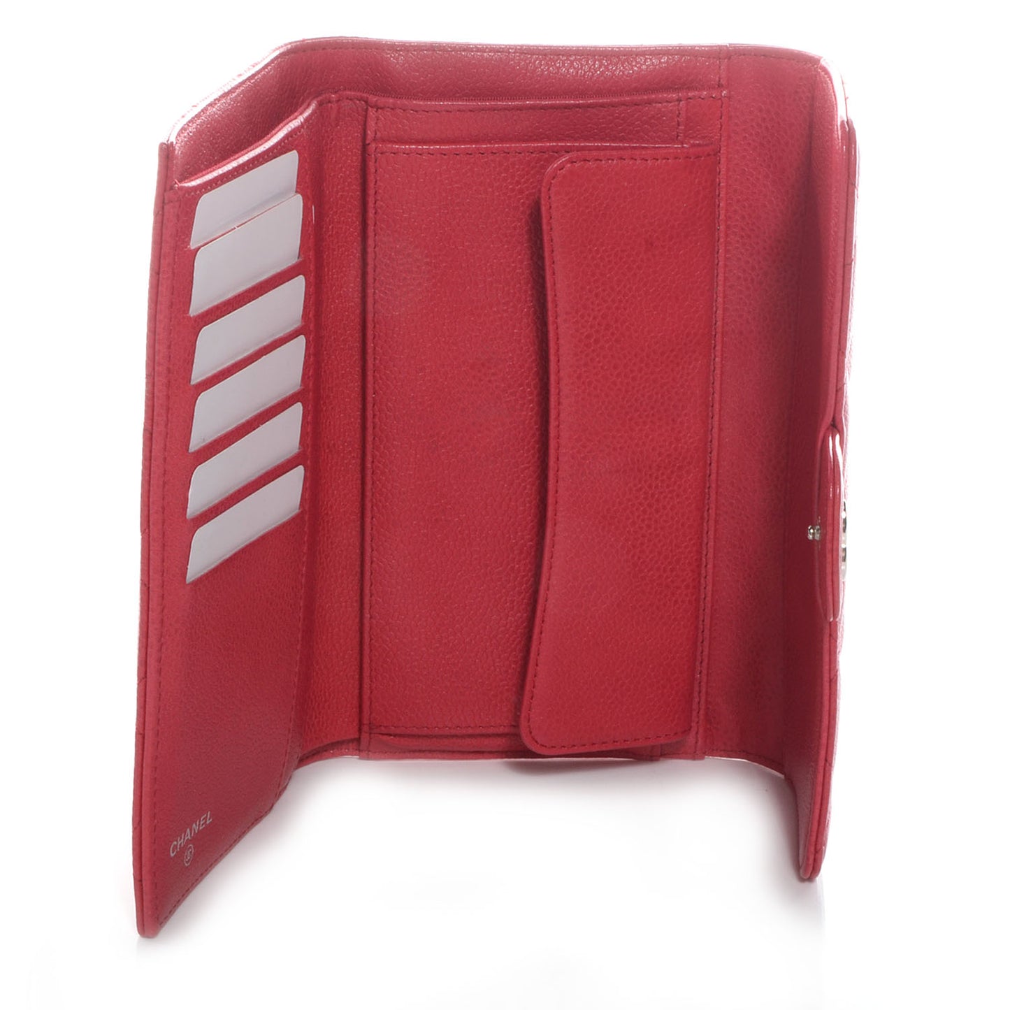 Caviar Quilted Long Flap Wallet Fuchsia