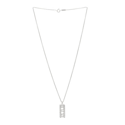 Tiffany 18K White Gold Diamond Atlas Bar Pendant Necklace 3 of 4