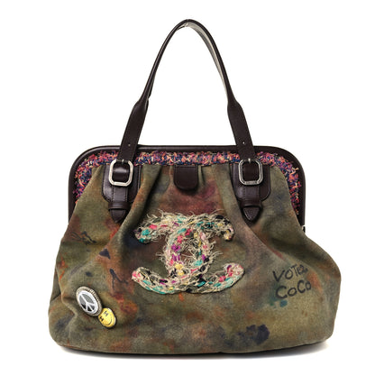 Chanel Washed Toile Graffiti On The Pavements Bowler Khaki Multicolor 1 of 9