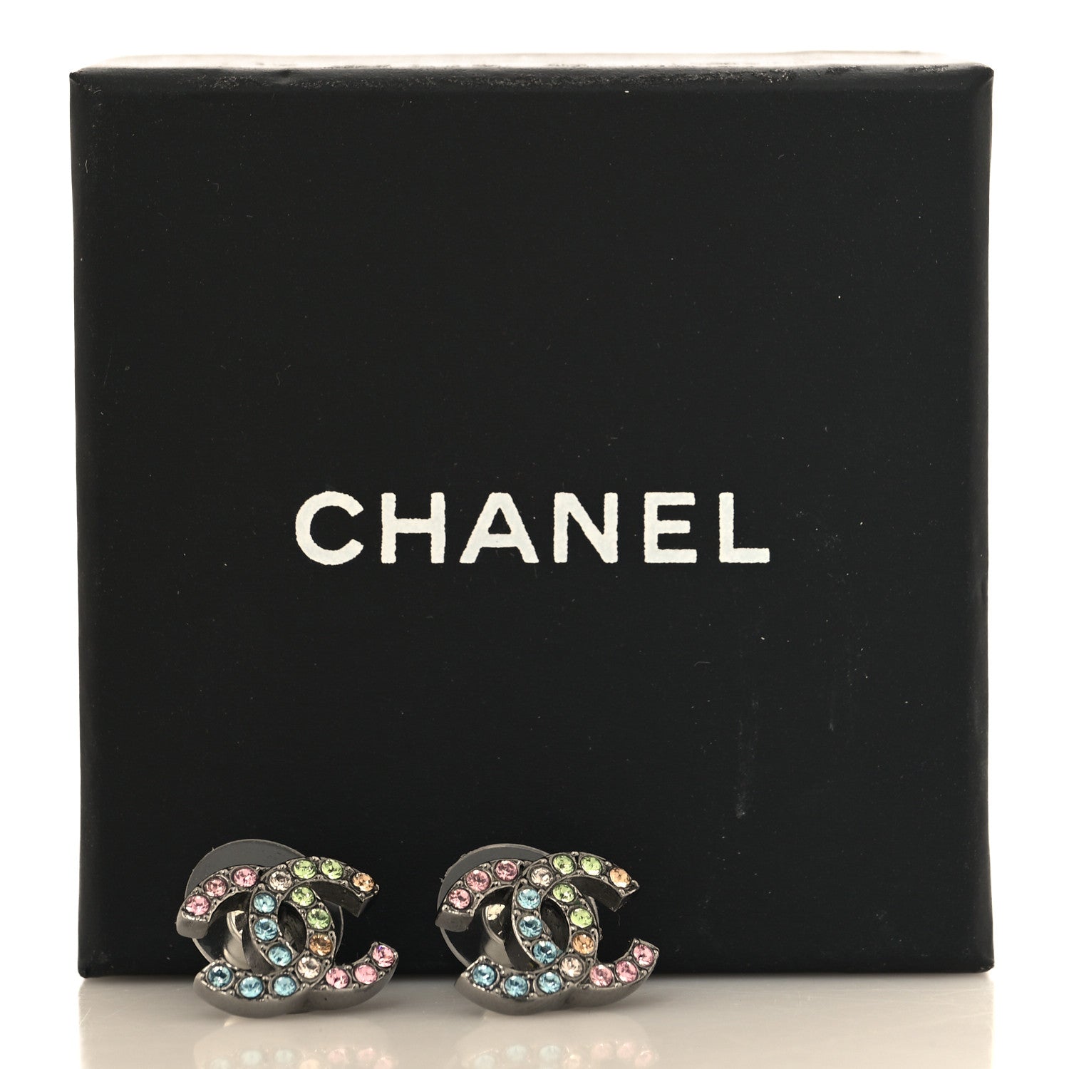 Chanel Ruthenium Crystal CC Earrings Multicolor 5 of 5
