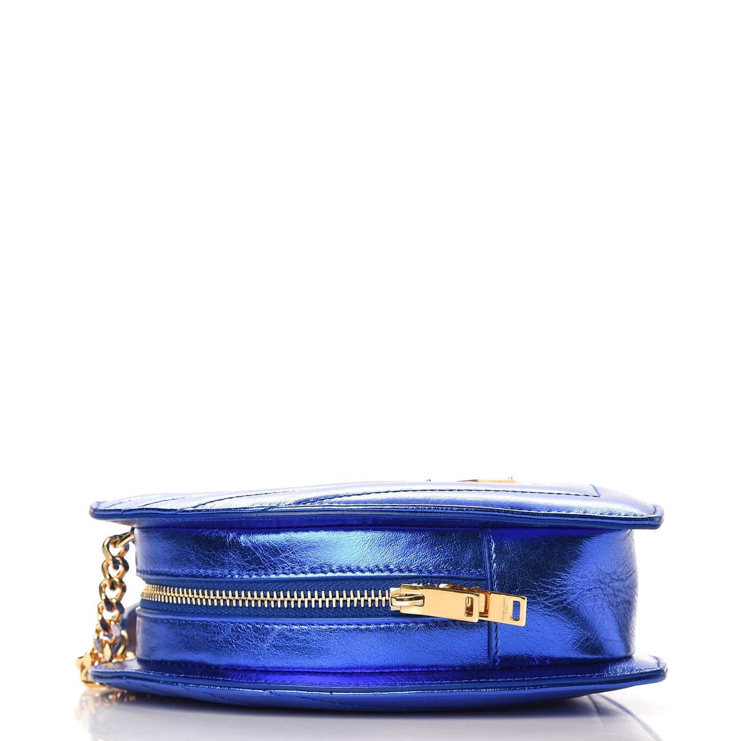 Metallic Calfskin Matelasse Small Love Heart Chain Bag Blue Royal