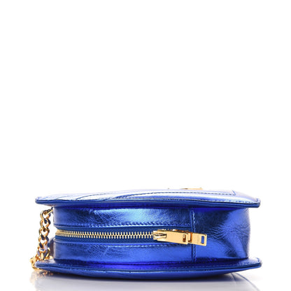 Saint Laurent Metallic Calfskin Matelasse Small Love Heart Chain Bag Blue Royal 4 of 7