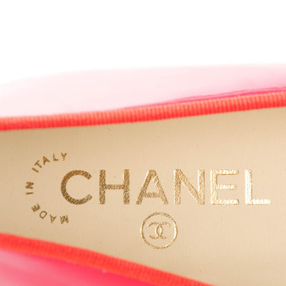 Chanel Patent CC Cap Toe Ballerina Flats 39.5 Coral 7 of 9