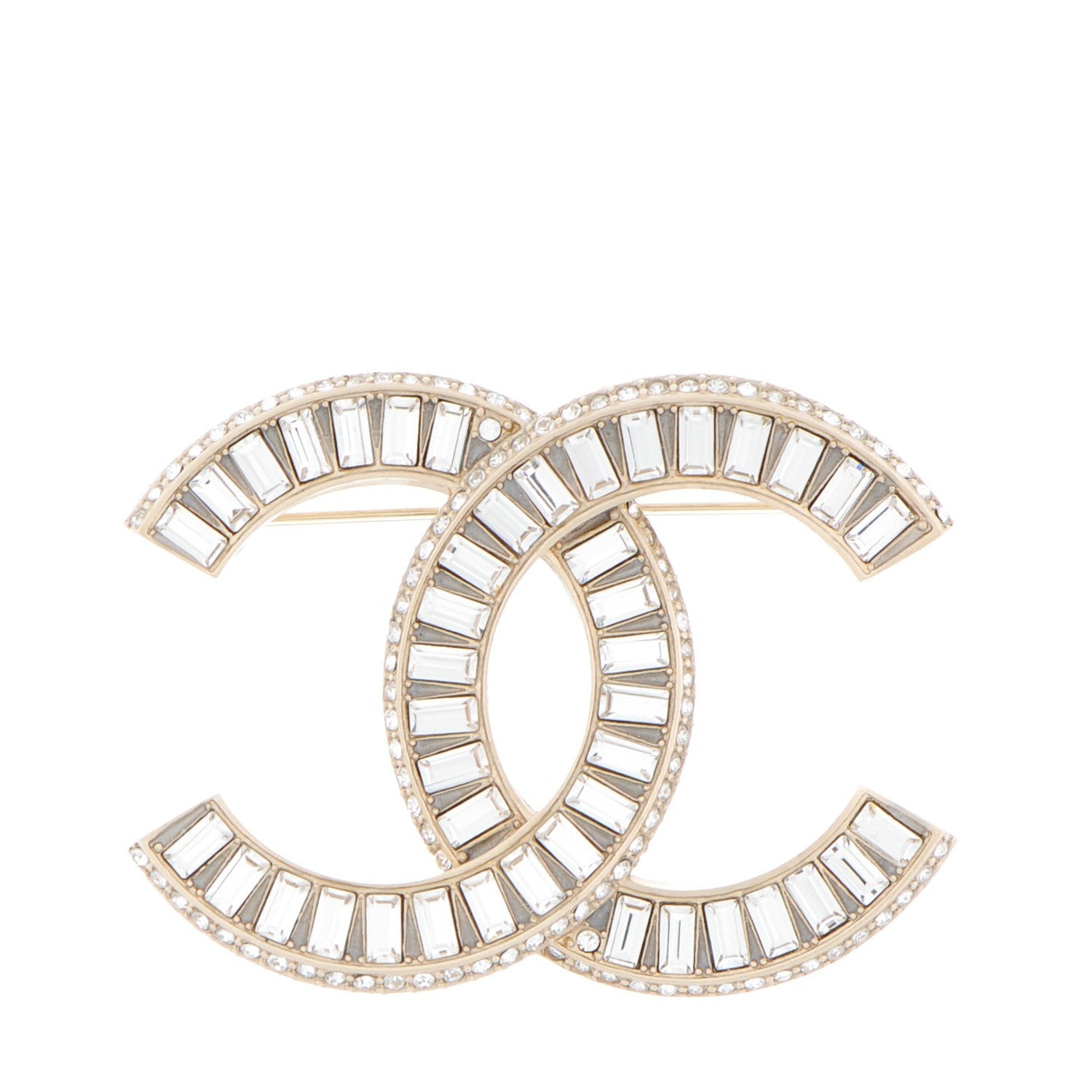Chanel Baguette Crystal CC Brooch Gold 1 of 4