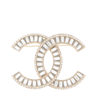 Chanel Baguette Crystal CC Brooch Gold 1 of 4