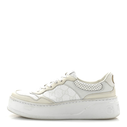 Calfskin GG Supreme Monogram Perforated Womens Platform 55mm Sneakers 37 Mystic White