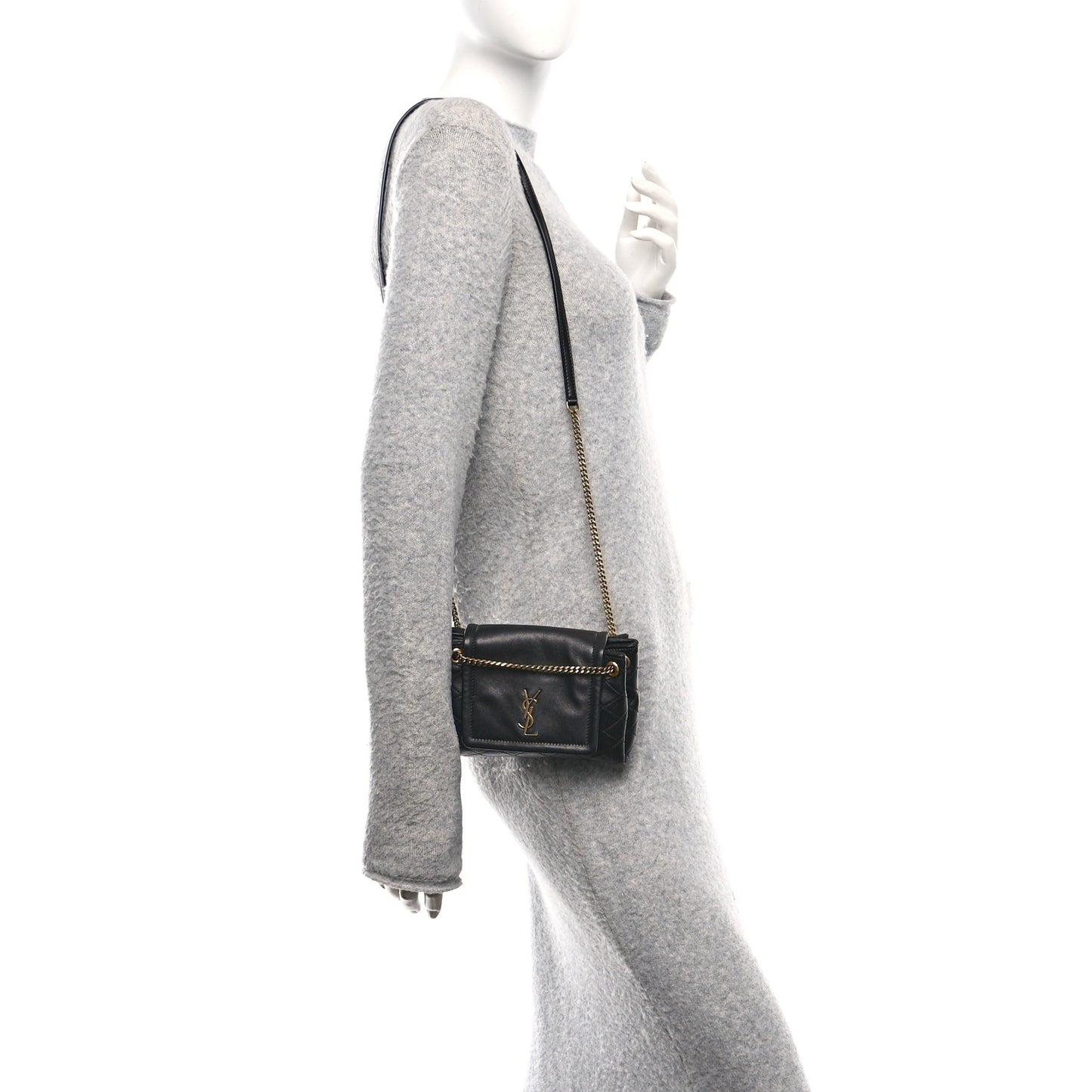 Lambskin Quilted Monogram Mini Nolita Black