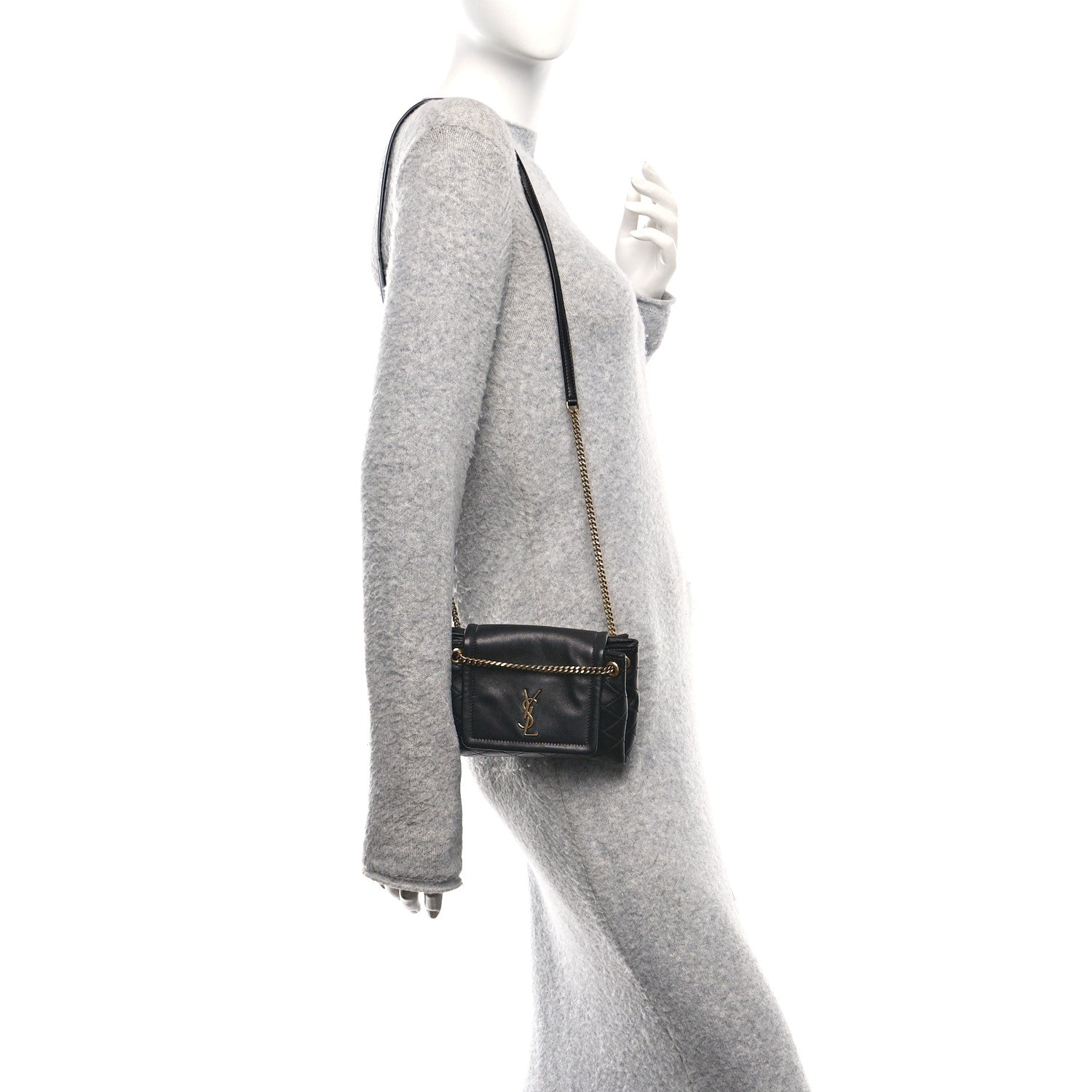 Saint Laurent Lambskin Quilted Monogram Mini Nolita Black 2 of 9