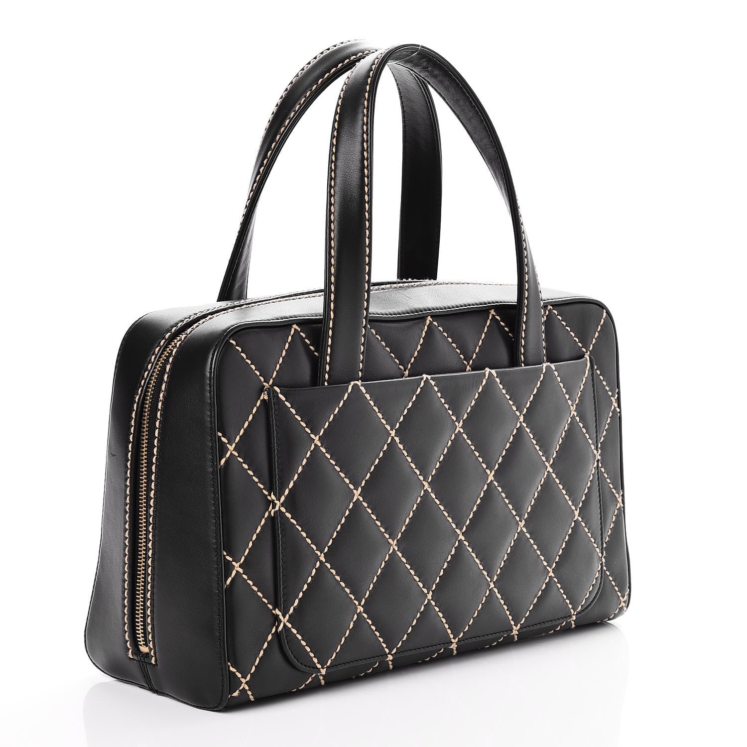 Chanel Calfskin Contrast Stitch Surpique Bowler Black 3 of 7