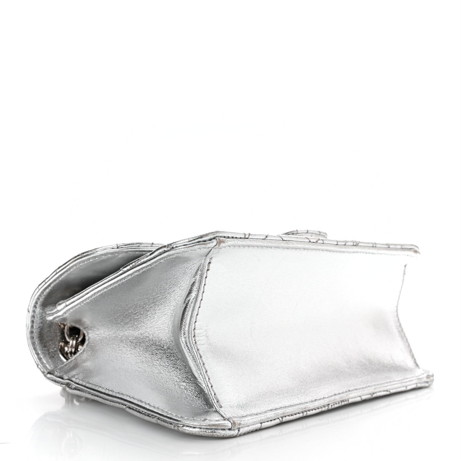 Salvatore Ferragamo Calfskin Quilted Gancini Flap Bag Silver 4 of 10