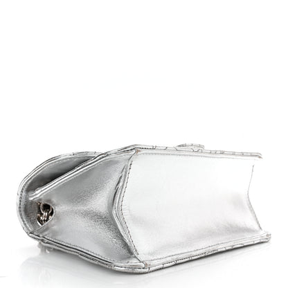 Salvatore Ferragamo Calfskin Quilted Gancini Flap Bag Silver 4 of 10