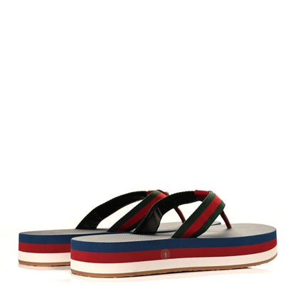 Gucci Canvas Mens Web Thong Sandals 9 Blue 3 of 6