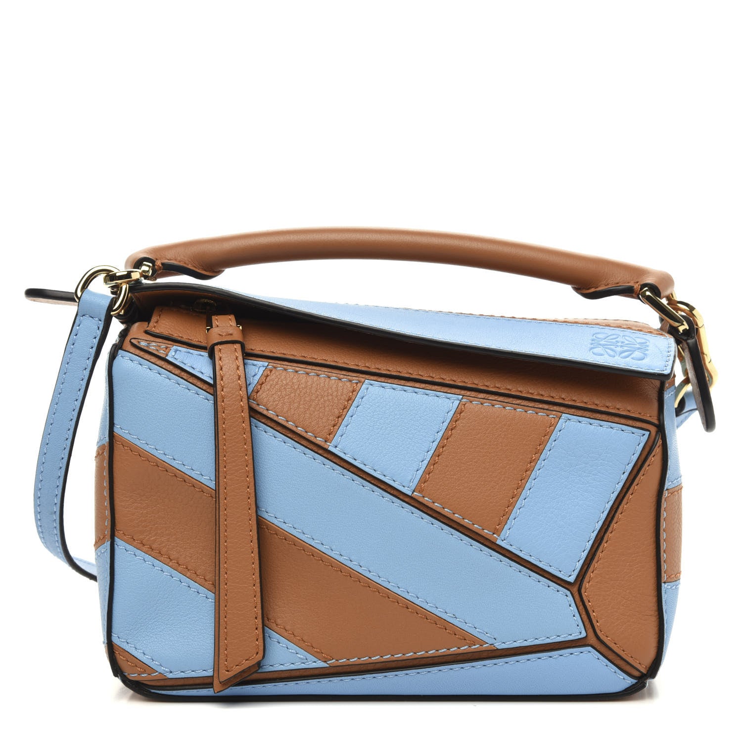 Loewe Calfskin Rugby Mini Puzzle Bag Blue Tan 1 of 9