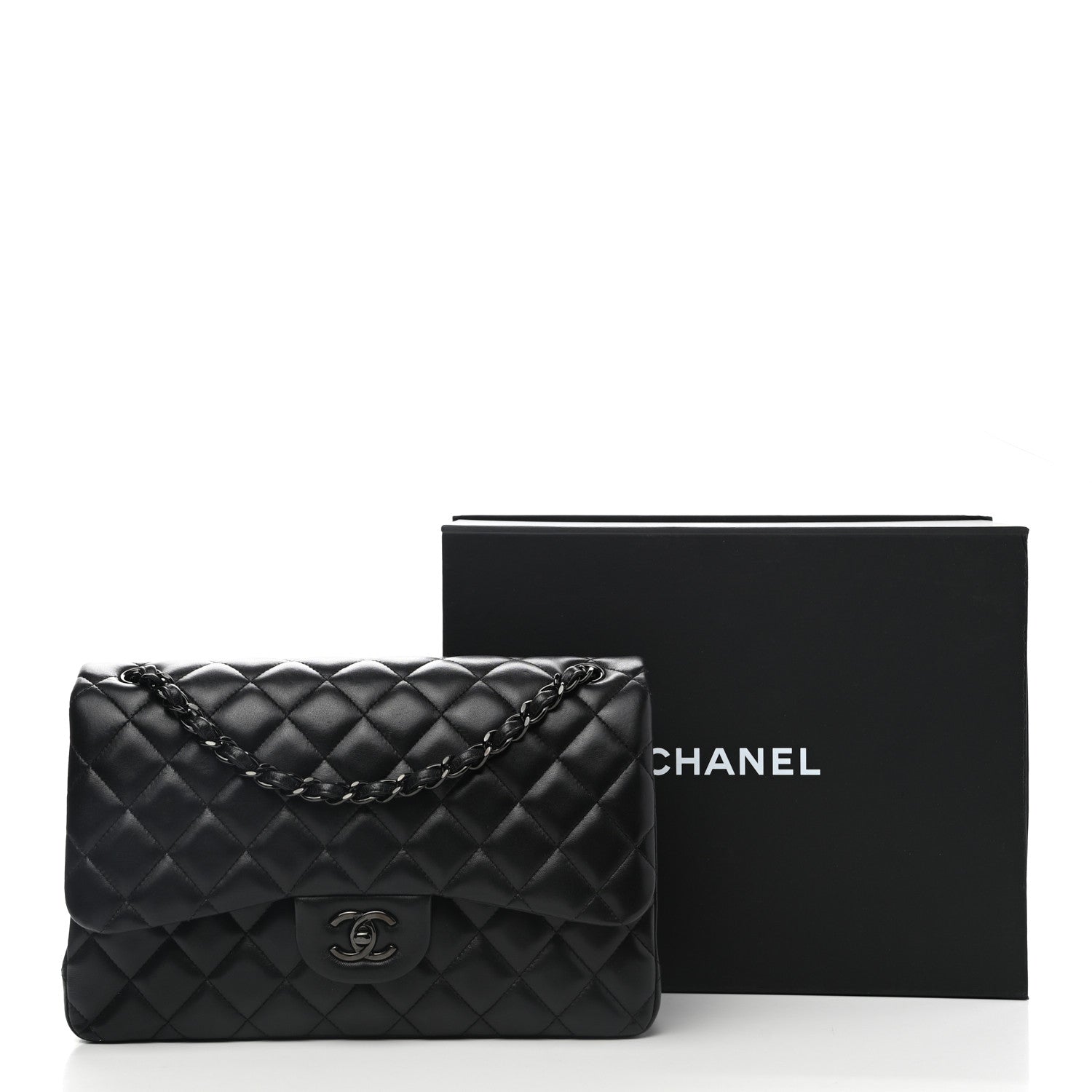 Chanel Lambskin Quilted Jumbo Double Flap So Black 13 of 13