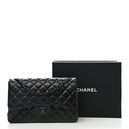 Chanel Lambskin Quilted Jumbo Double Flap So Black 13 of 13