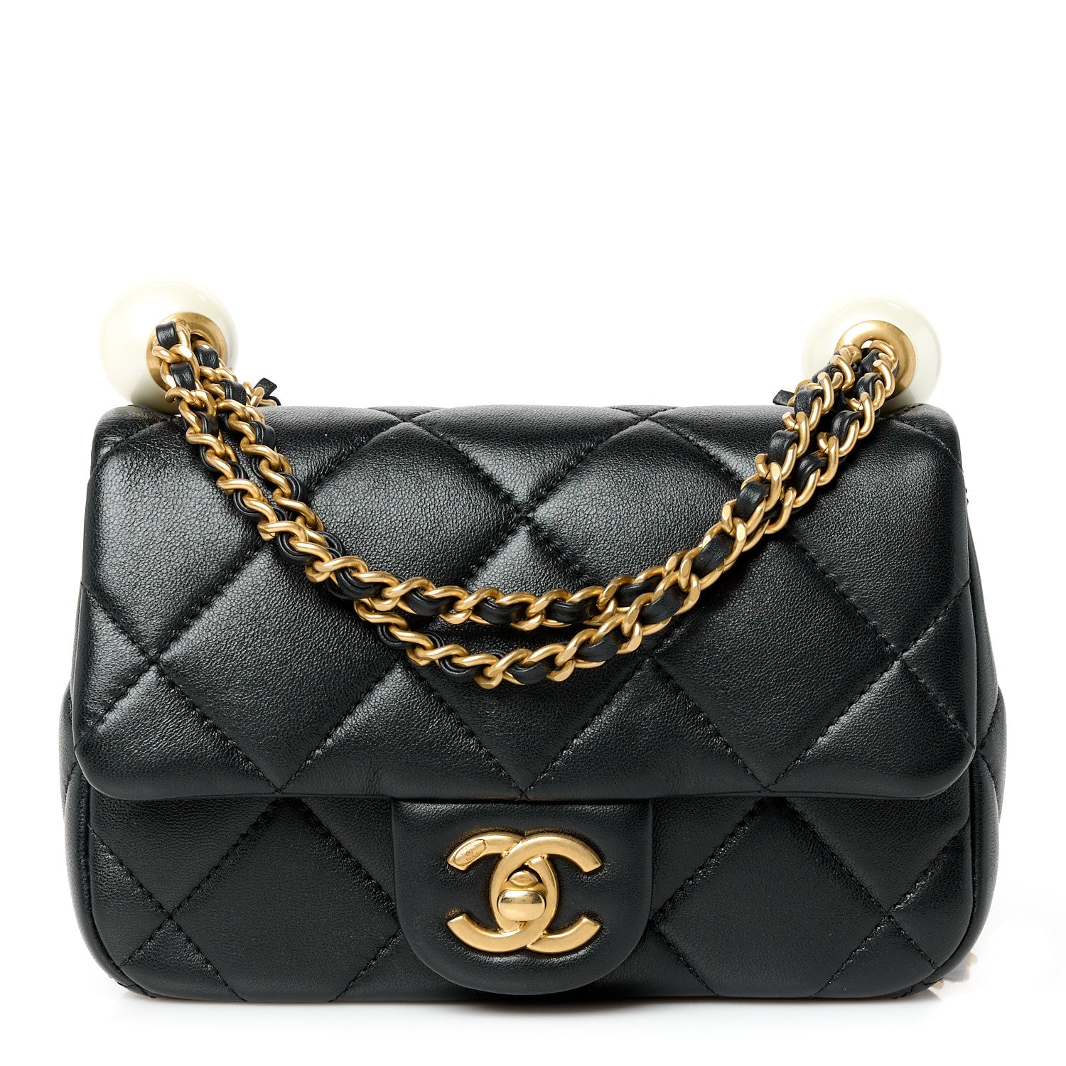 Chanel Lambskin Pearl Quilted Mini Flap Black 1 of 12