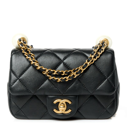 Chanel Lambskin Pearl Quilted Mini Flap Black 1 of 12