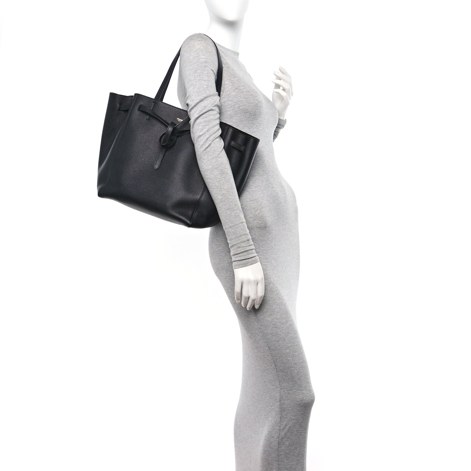 Celine Soft Grained Calfskin Small Belt Cabas Phantom Black 2 of 10