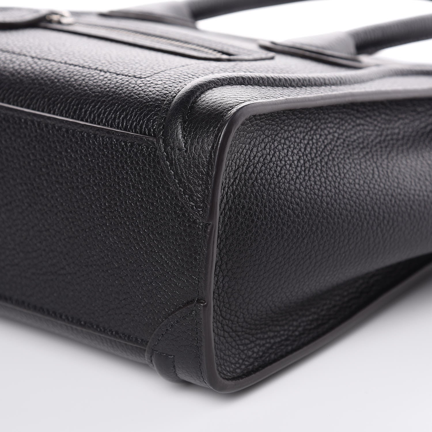 Celine Drummed Calfskin Nano Luggage Black 9 of 11