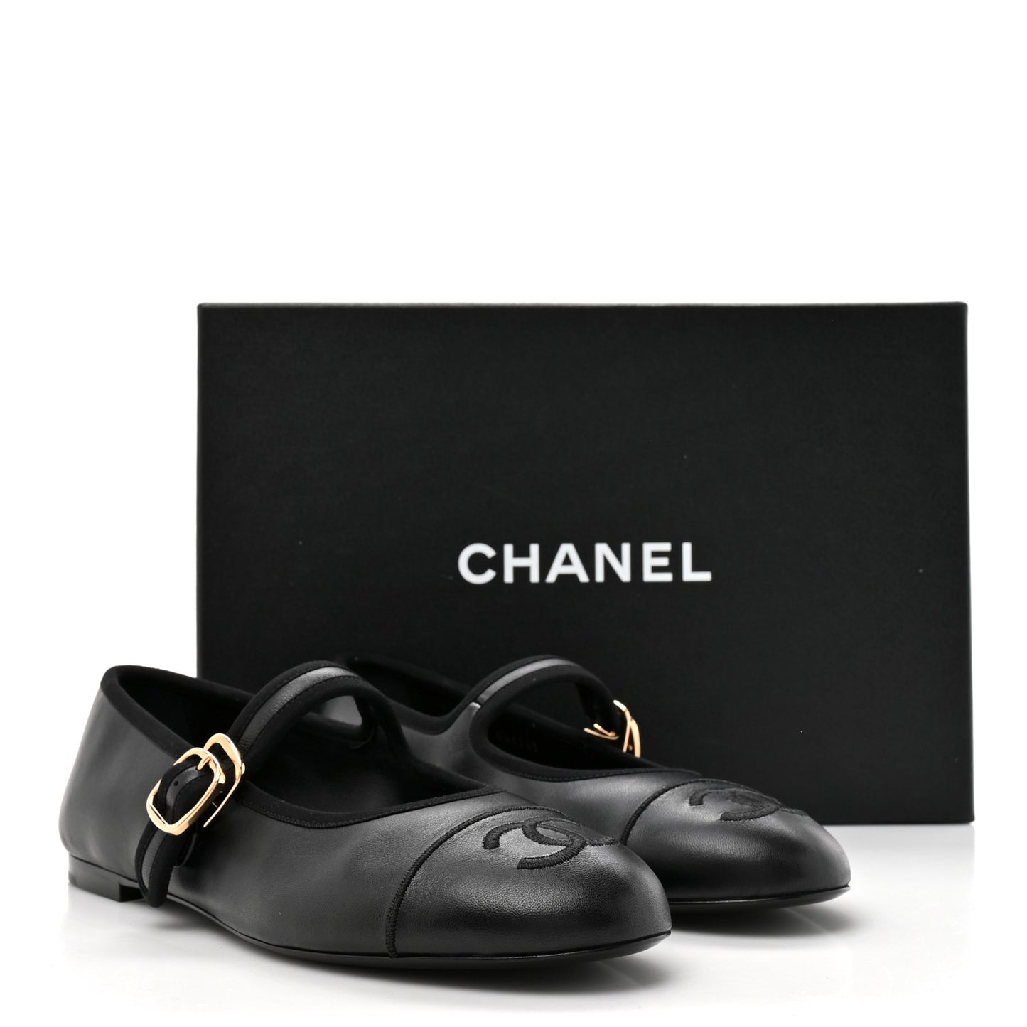 Lambskin Mary Jane Flats 38.5 Black