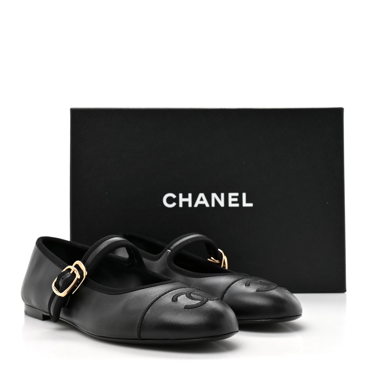 Chanel Lambskin Mary Jane Flats 38.5 Black 10 of 10