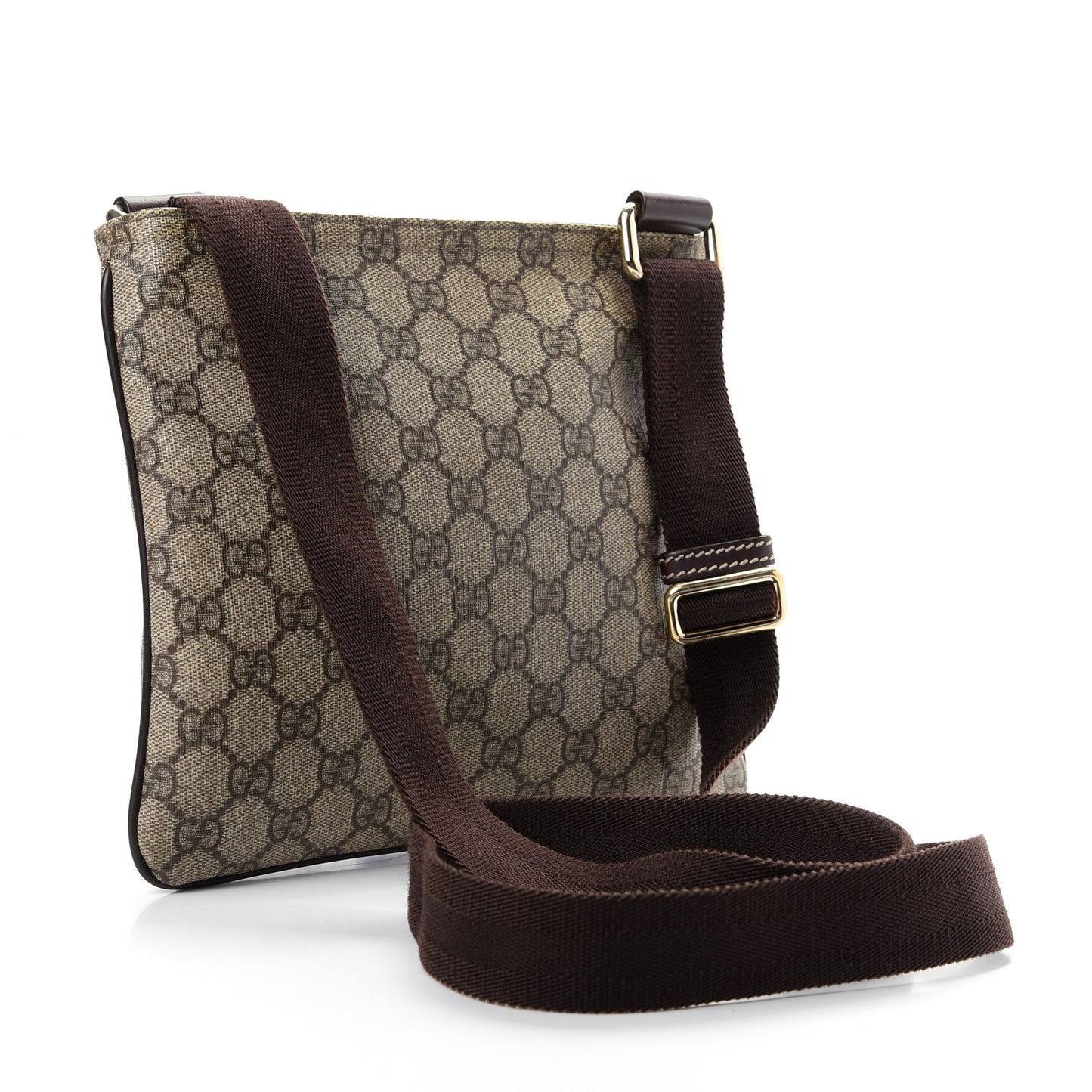 GG Supreme Monogram Small Flat Messenger Bag Dark Brown