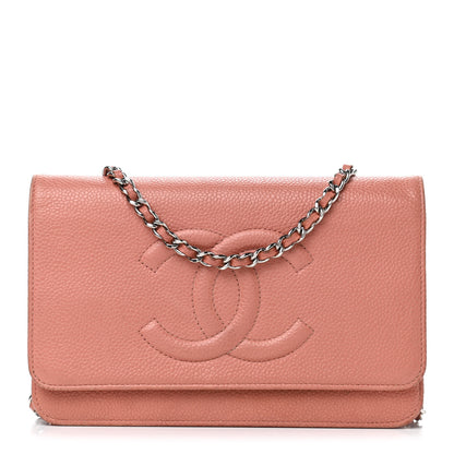 Chanel Caviar Timeless CC Wallet On Chain WOC Coral 1 of 7