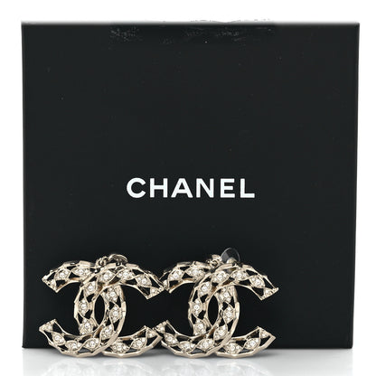 Chanel Metal Crystal Twisted CC Drop Earrings Light Gold 5 of 5