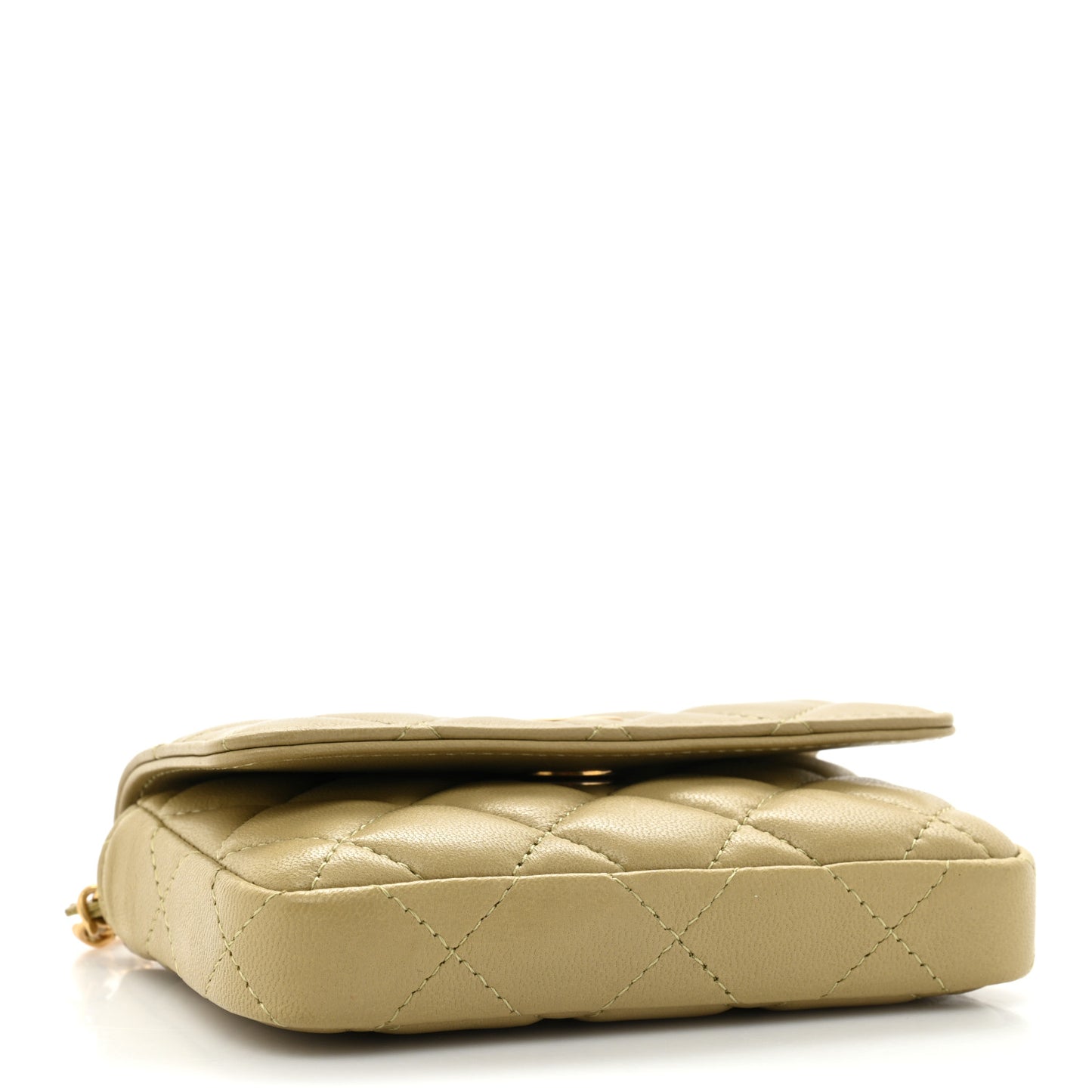 Lambskin Enamel Quilted Coco Hearts Clutch With Chain Light Green