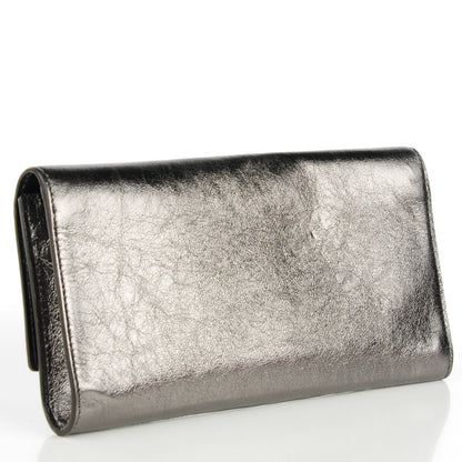 Saint Laurent Metallic Leather Small Belle De Jour Clutch Dark Silver 3 of 7