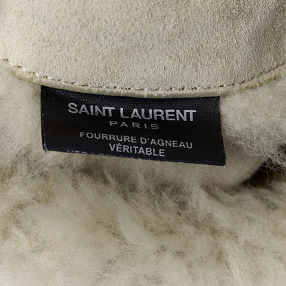 Saint Laurent Shearling Calfskin Medium Reversible Monogram Kate Satchel Grey 12 of 18